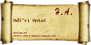 Hári Antal névjegykártya